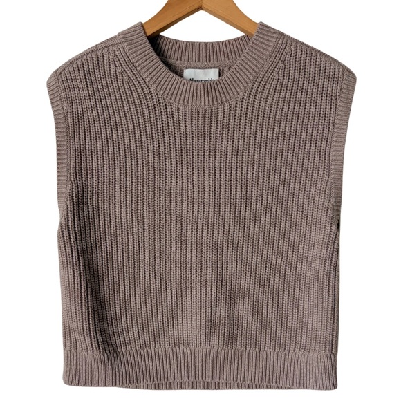 Abercrombie & Fitch Women’s Beige Crewneck Vest Sweater, Cotton Blend, Small - Picture 3 of 11